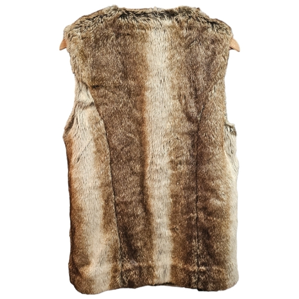 Lucky Brand Boho Faux Fur Sleeveless Open Front Vest Size Medium Pockets Soft - Picture 6 of 10